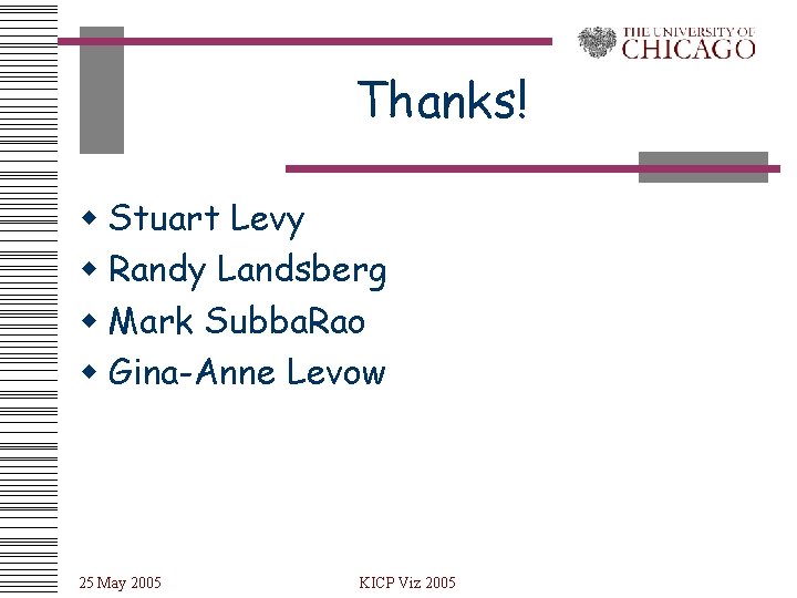 Thanks! w Stuart Levy w Randy Landsberg w Mark Subba. Rao w Gina-Anne Levow