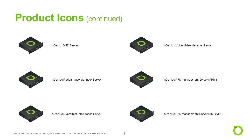 Product Icons (continued) n. Genius. ONE Server n. Genius Voice Video Manager Server n.