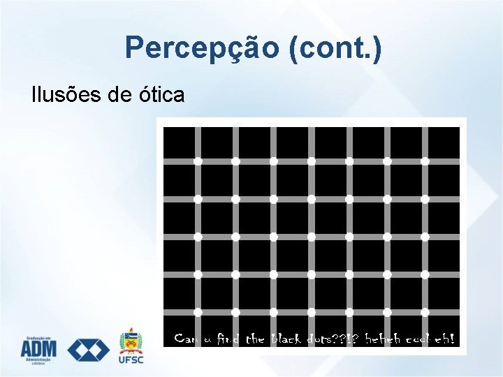 Percepção (cont. ) Ilusões de ótica 