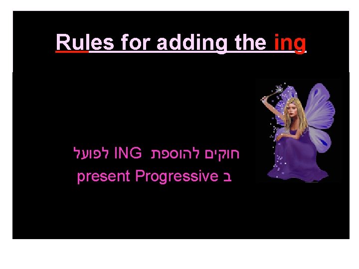 Rules for adding the ing לפועל ING חוקים להוספת present Progressive ב 