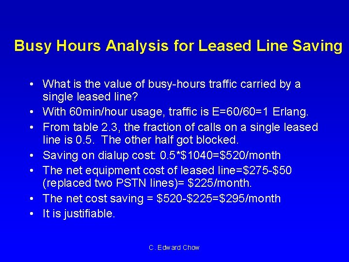 Busy Hours Analysis for Leased Line Saving • What is the value of busy-hours