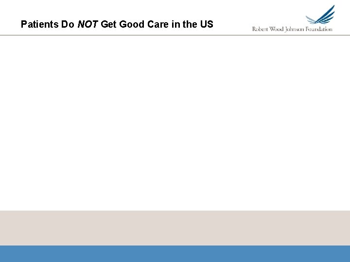 Patients Do NOT Get Good Care in the US 