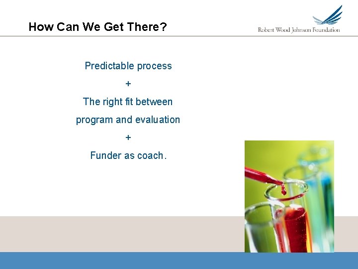 How Can We Get There? Predictable process + The right fit between program and