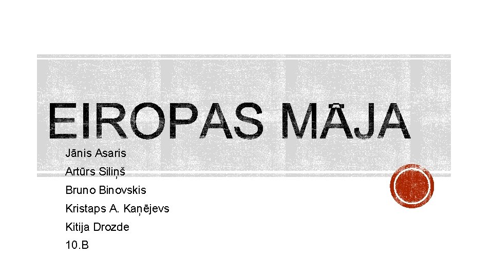 Jānis Asaris Artūrs Siliņš Bruno Binovskis Kristaps A. Kaņējevs Kitija Drozde 10. B 