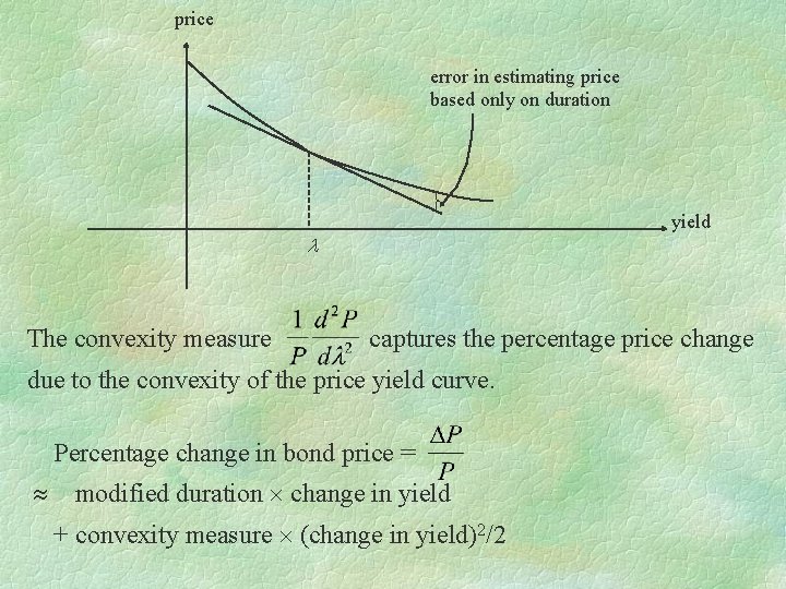 price error in estimating price based only on duration yield The convexity measure captures