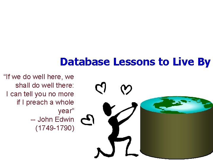 Database Lessons to Live By “If we do well here, we shall do well