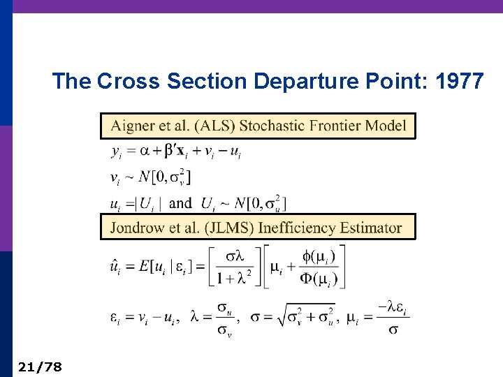 The Cross Section Departure Point: 1977 21/78 