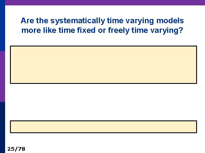 Are the systematically time varying models more like time fixed or freely time varying?