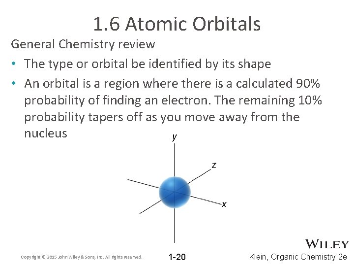 1. 6 Atomic Orbitals General Chemistry review • The type or orbital be identified