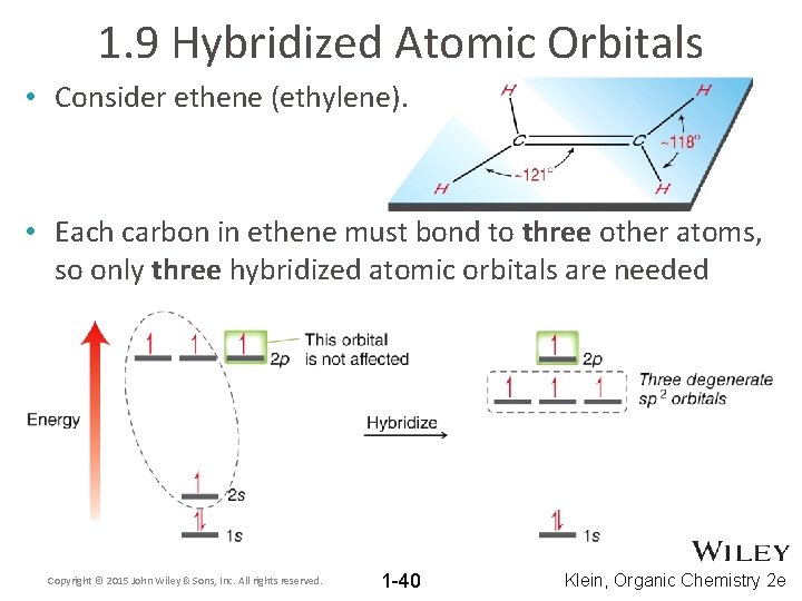 1. 9 Hybridized Atomic Orbitals • Consider ethene (ethylene). • Each carbon in ethene