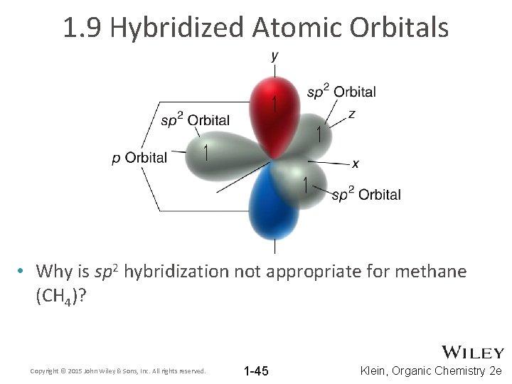1. 9 Hybridized Atomic Orbitals • Why is sp 2 hybridization not appropriate for