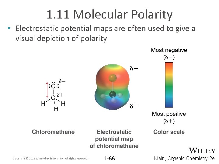 1. 11 Molecular Polarity • Electrostatic potential maps are often used to give a