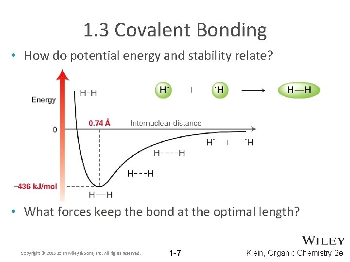 1. 3 Covalent Bonding • How do potential energy and stability relate? • What