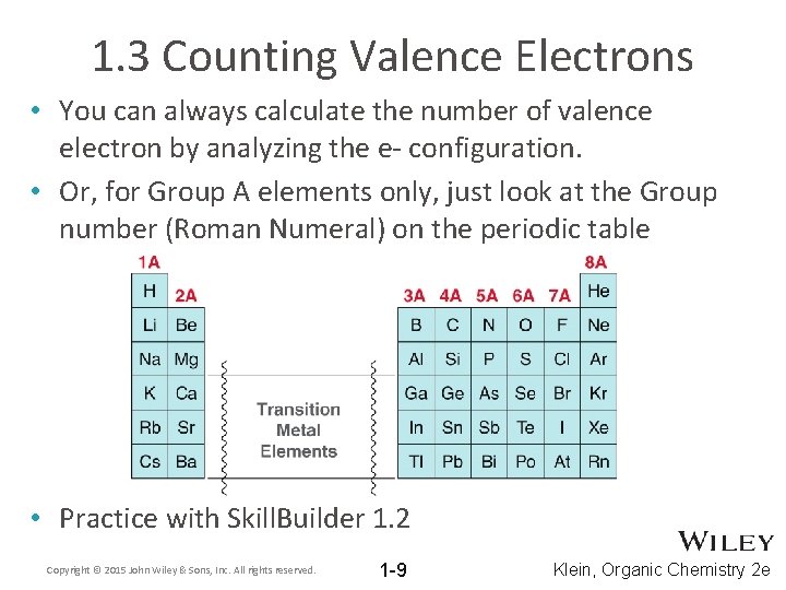 1. 3 Counting Valence Electrons • You can always calculate the number of valence