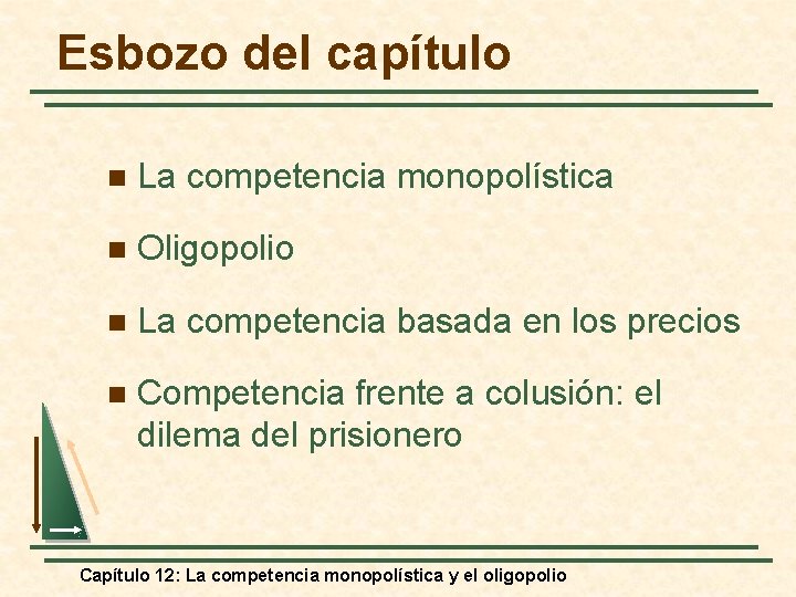 Esbozo del capítulo n La competencia monopolística n Oligopolio n La competencia basada en