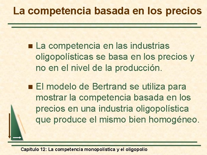 La competencia basada en los precios n La competencia en las industrias oligopolísticas se