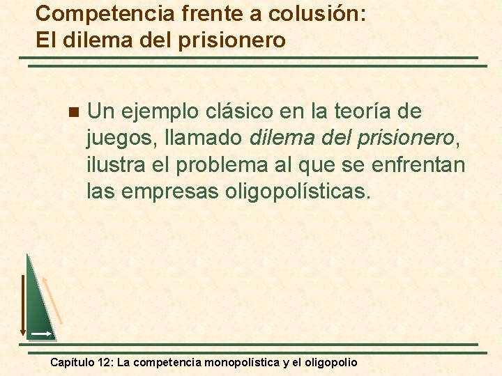 Competencia frente a colusión: El dilema del prisionero n Un ejemplo clásico en la