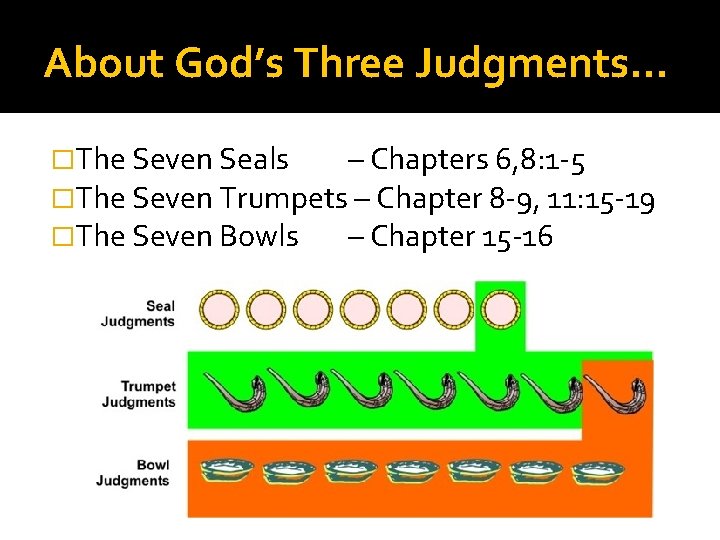 About God’s Three Judgments… �The Seven Seals – Chapters 6, 8: 1 -5 �The