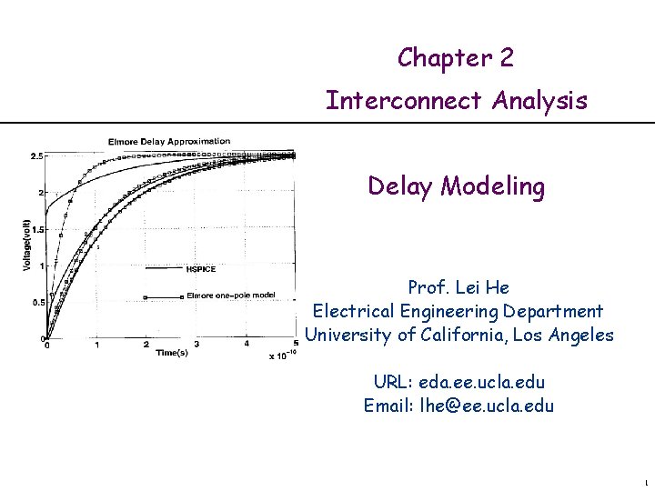 Chapter 2 Interconnect Analysis Delay Modeling Prof. Lei He Electrical Engineering Department University of