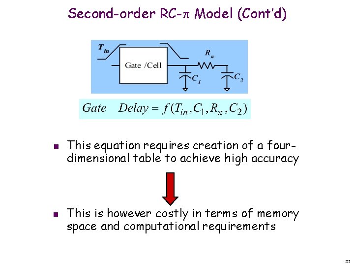 Second-order RC-p Model (Cont’d) n n This equation requires creation of a fourdimensional table