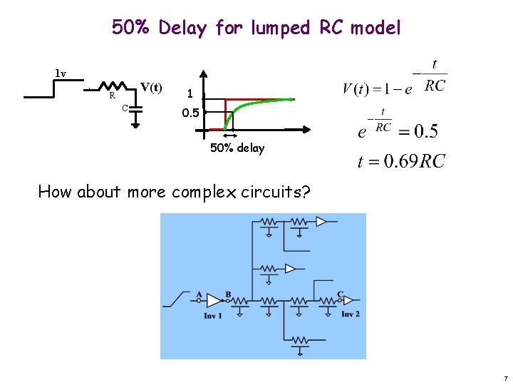 50% Delay for lumped RC model 1 v V(t) R C 1 0. 5