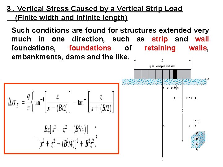 3. Vertical Stress Caused by a Vertical Strip Load (Finite width and infinite length)