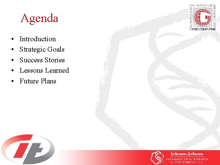 Agenda • • • Introduction Strategic Goals Success Stories Lessons Learned Future Plans 