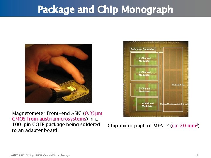 Package and Chip Monograph Magnetometer Front-end ASIC (0. 35μm CMOS from austriamicrosystems) in a