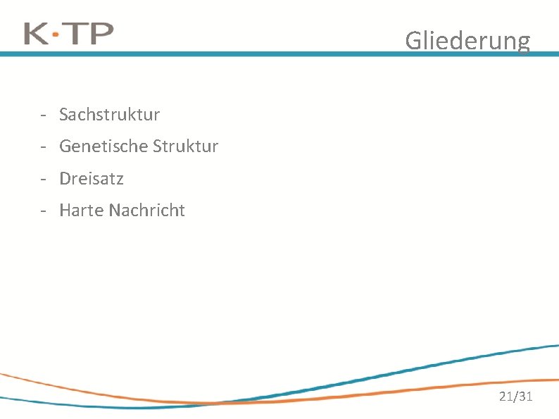 Gliederung - Sachstruktur - Genetische Struktur - Dreisatz - Harte Nachricht 21/31 Gliederung - Sachstruktur - Genetische Struktur - Dreisatz - Harte Nachricht 21/31