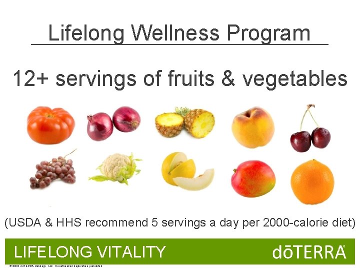 Lifelong Wellness Program 12+ servings of fruits & vegetables (USDA & HHS recommend 5