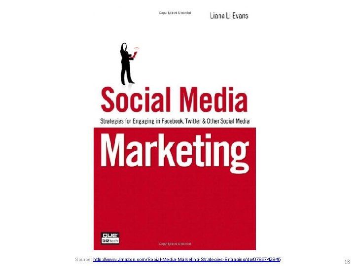 Source: http: //www. amazon. com/Social-Media-Marketing-Strategies-Engaging/dp/0789742845 18 