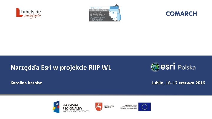 Narzędzia Esri w projekcie RIIP WL Karolina Karpisz Lublin, 16 -17 czerwca 2016 