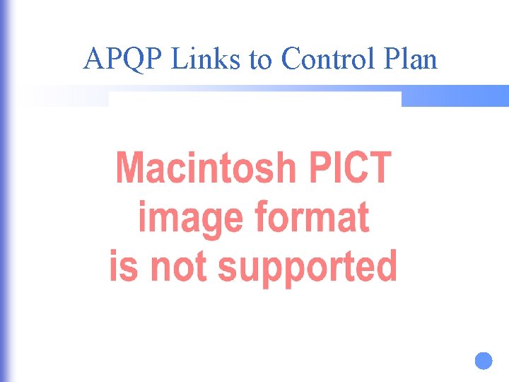 APQP Links to Control Plan 