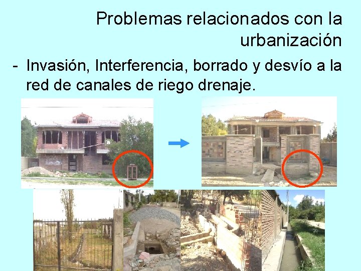 Problemas relacionados con la urbanización - Invasión, Interferencia, borrado y desvío a la red