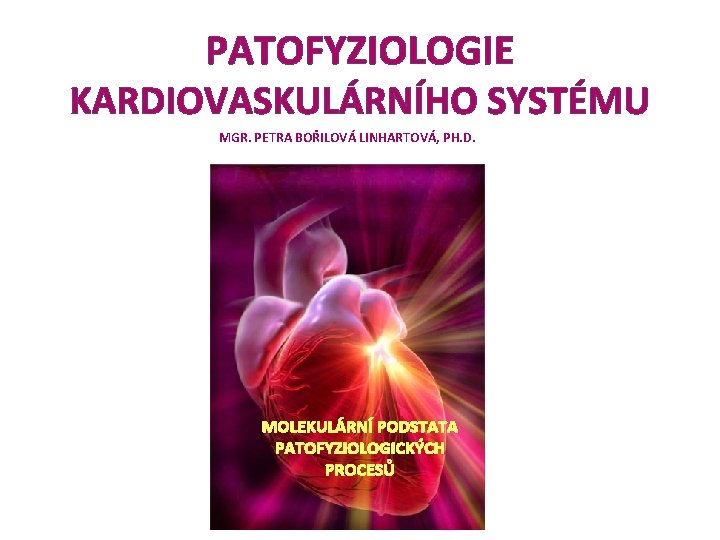 PATOFYZIOLOGIE KARDIOVASKULÁRNÍHO SYSTÉMU MGR. PETRA BOŘILOVÁ LINHARTOVÁ, PH. D. MOLEKULÁRNÍ PODSTATA PATOFYZIOLOGICKÝCH PROCESŮ 