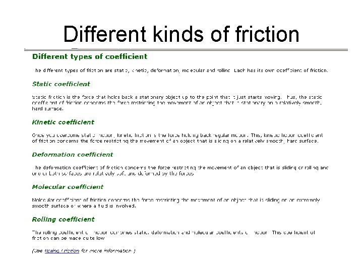 Different kinds of friction 