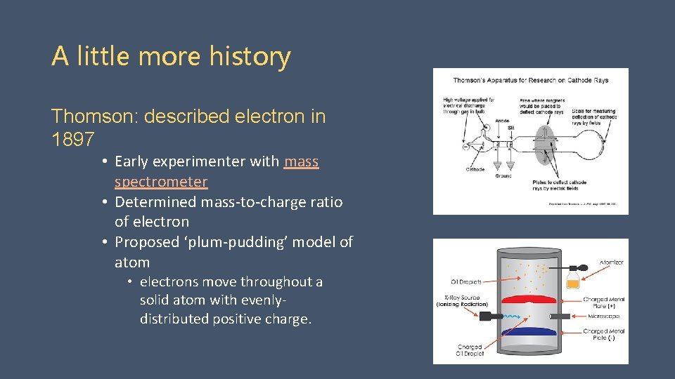 A little more history Thomson: described electron in 1897 • Early experimenter with mass