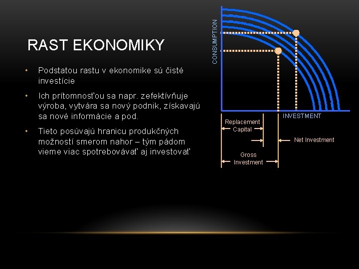  • Podstatou rastu v ekonomike sú čisté investície • Ich prítomnosťou sa napr.
