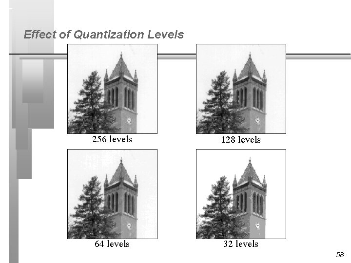 Effect of Quantization Levels 256 levels 128 levels 64 levels 32 levels 58 