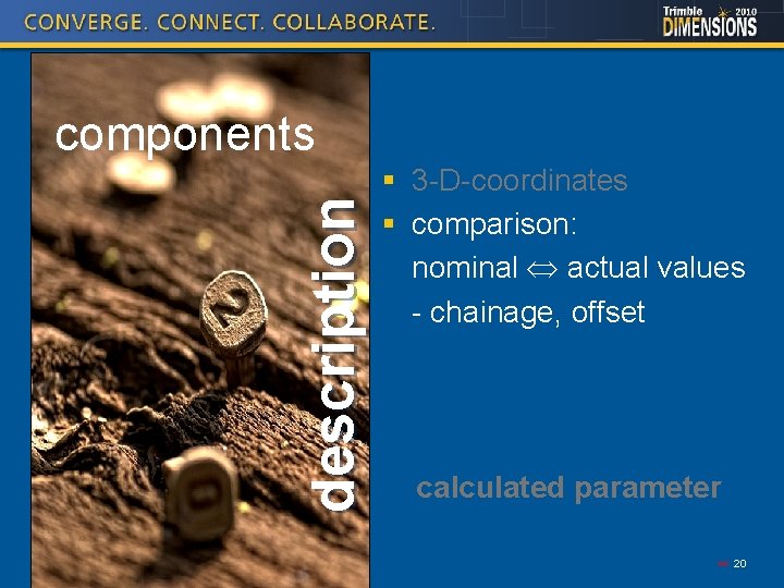 description components § 3 -D-coordinates § comparison: nominal actual values - chainage, offset calculated