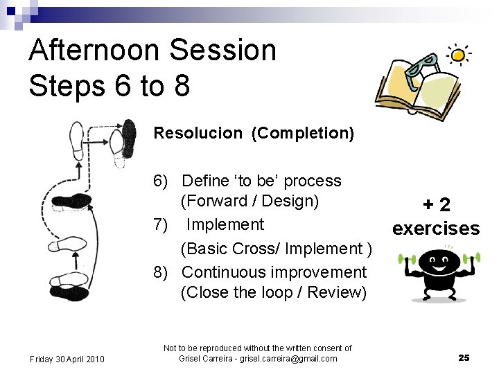 Afternoon Session Steps 6 to 8 Resolucion (Completion) 6) Define ‘to be’ process (Forward