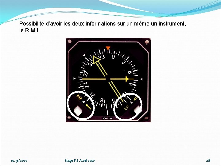 Possibilité d’avoir les deux informations sur un même un instrument, le R. M. I Possibilité d’avoir les deux informations sur un même un instrument, le R. M. I