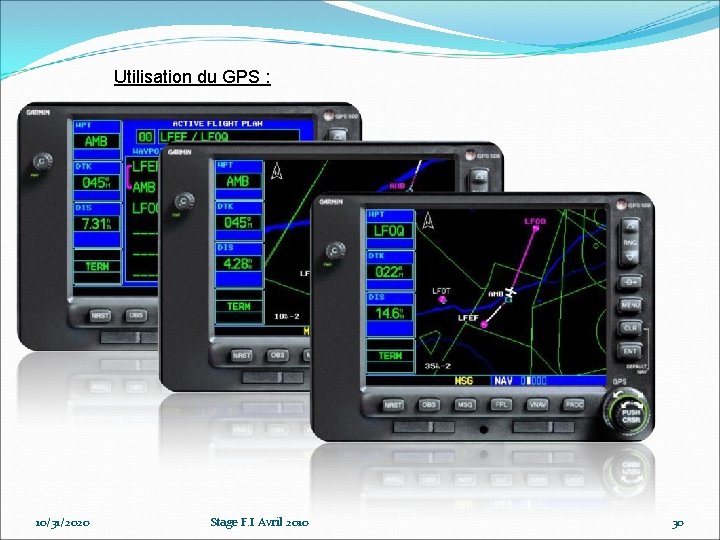 Utilisation du GPS : 10/31/2020 Stage F. I Avril 2010 30 Utilisation du GPS : 10/31/2020 Stage F. I Avril 2010 30