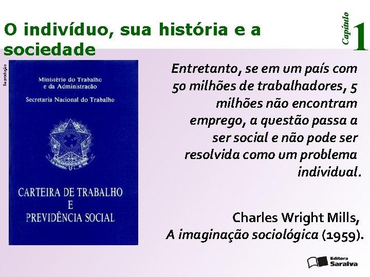 Reprodução Capítulo O indivíduo, sua história e a sociedade 1 Entretanto, se em um