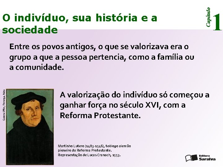 Capítulo O indivíduo, sua história e a sociedade Galeria Uffizi, Florença, Itália Entre os