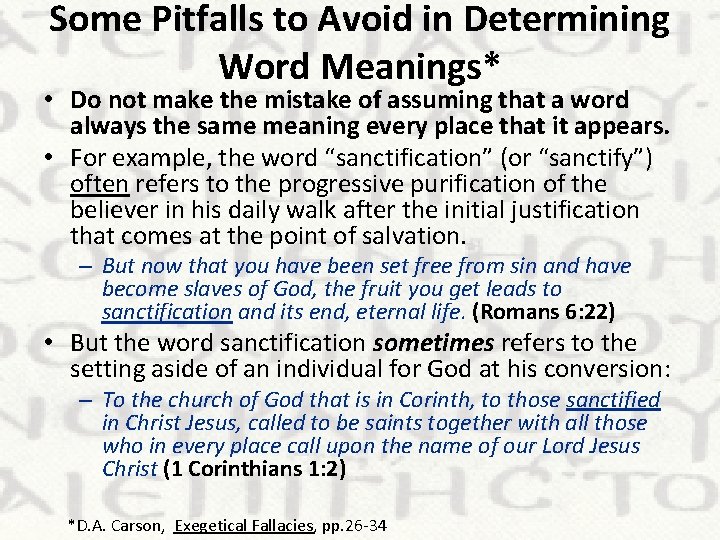 Some Pitfalls to Avoid in Determining Word Meanings* • Do not make the mistake