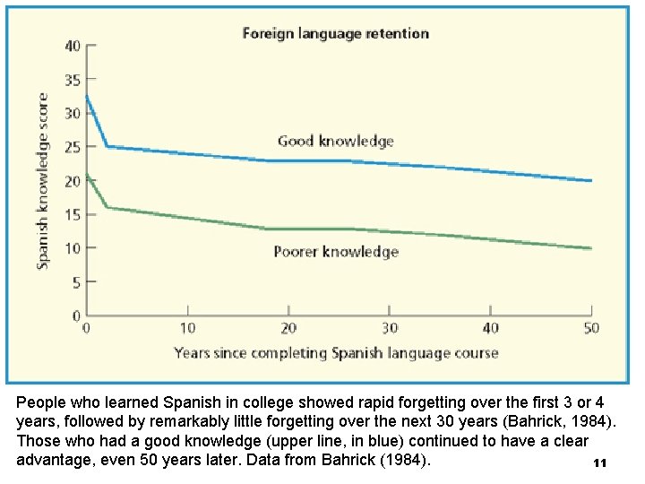 People who learned Spanish in college showed rapid forgetting over the first 3 or