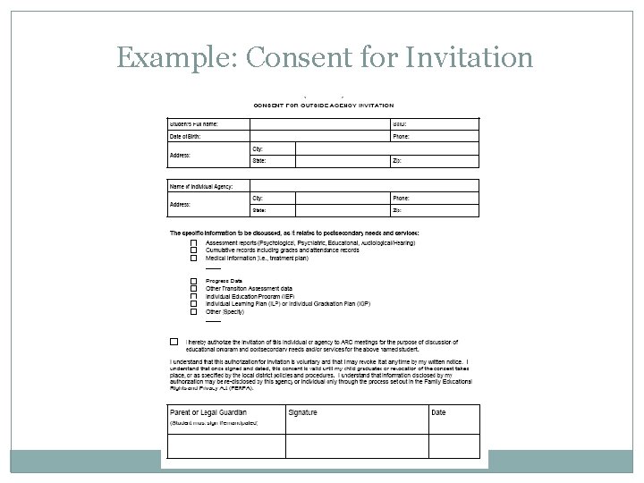 Example: Consent for Invitation 