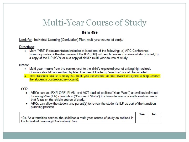 Multi-Year Course of Study 