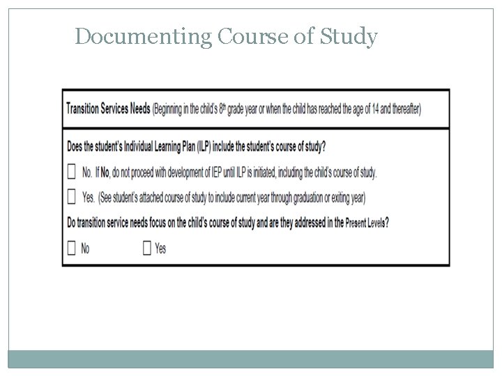 Documenting Course of Study 